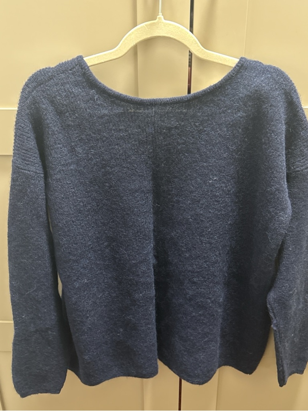 Sezane Navy Fuzzy Button-Front Cardigan - Picture 2 of 3